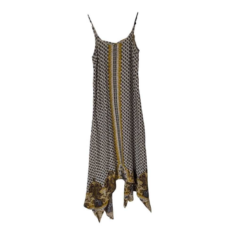 love, Fire Women's Asymmetrical Slip Dress in White, Black & Gold